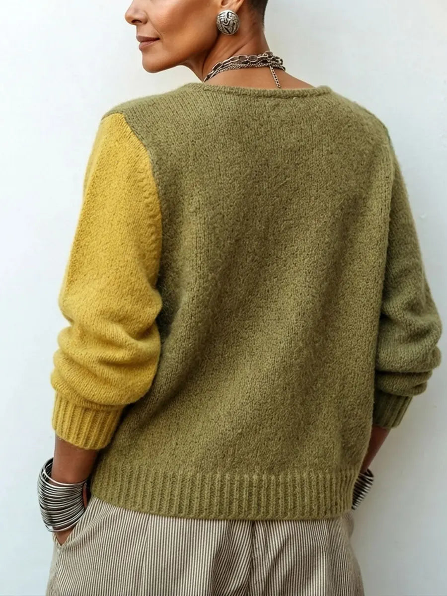 Asymmetrischer Colorblock-Pullover