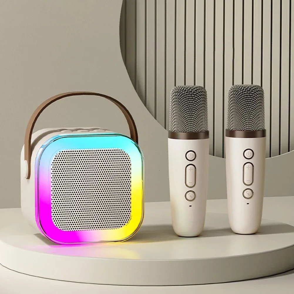 Mini Karaoke-Gerät für Kinder mit 2 kabellosen Mikrofonen – klarer Klang, Bluetooth & 5 Stimmveränderungen