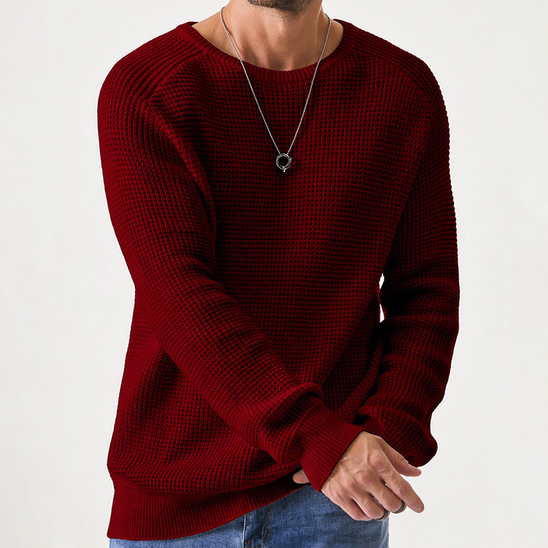 Herren Modern Waffelstrick Pullover
