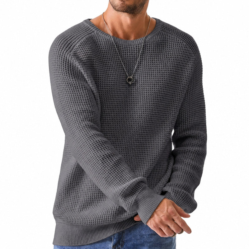Herren Modern Waffelstrick Pullover