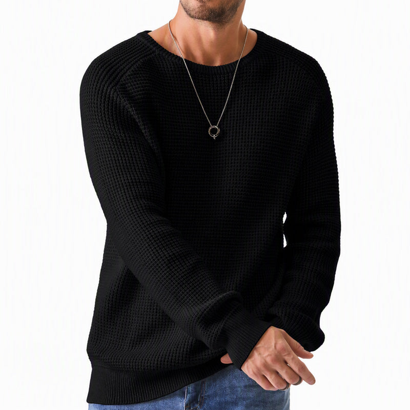 Herren Modern Waffelstrick Pullover