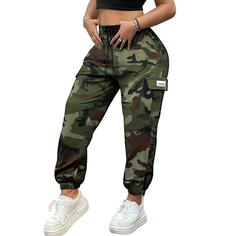 Damen Stretch High-Waist Cargo Joggers