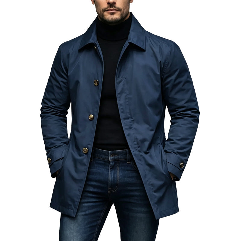 Herren Wasserdichter Mittellanger Trenchcoat