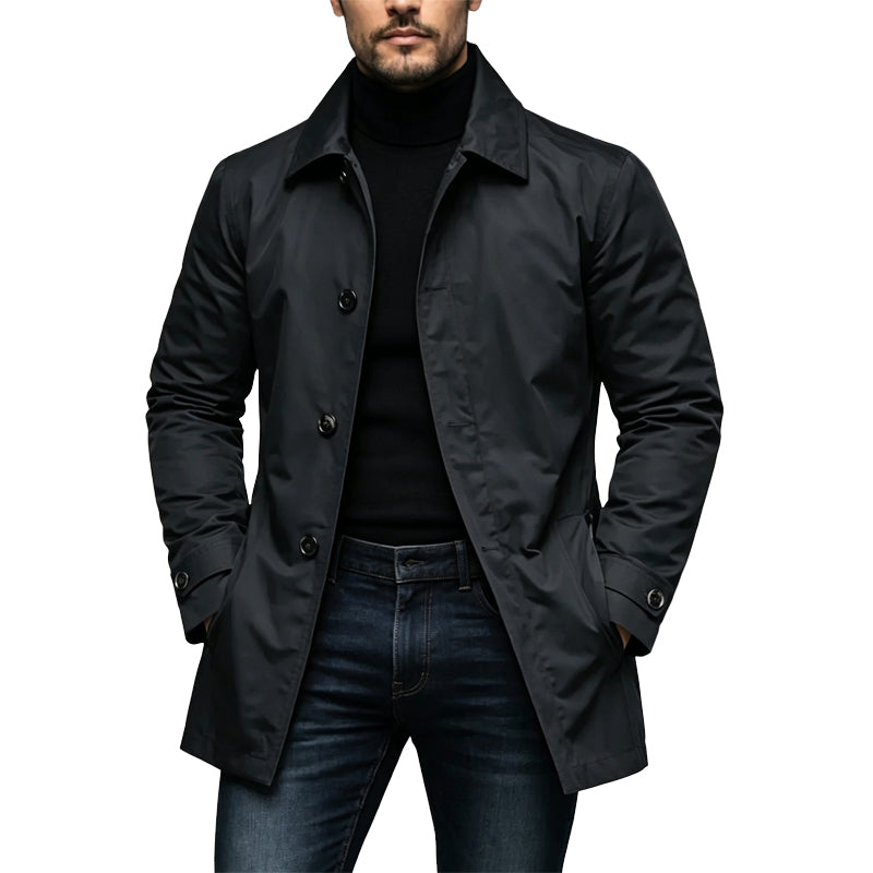 Herren Wasserdichter Mittellanger Trenchcoat