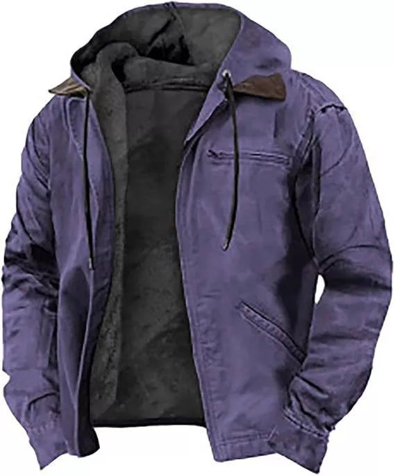 Herren Plüschgefütterte Arbeitsjacke mit Kapuze