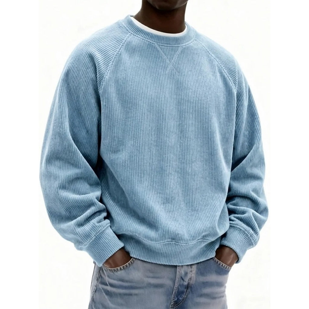 Strukturiertes Cord-Rundhals-Sweatshirt