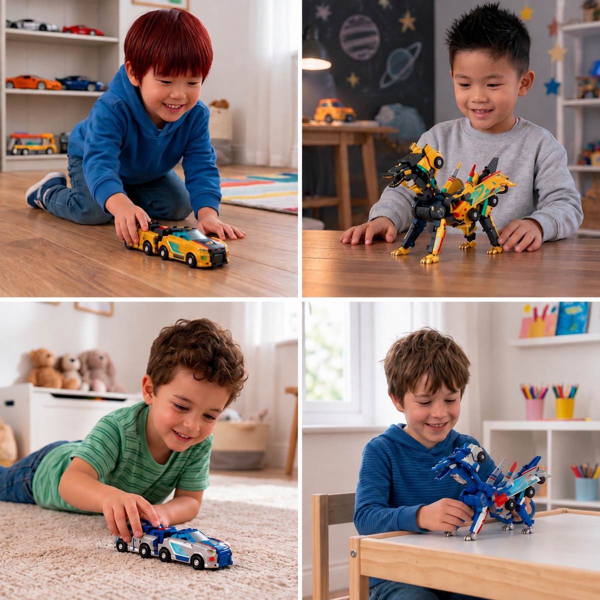 2-in-1 magnetisches verwandelndes Auto & Dinosaurier-Spielzeug mit automatischer Kollisionsaktion