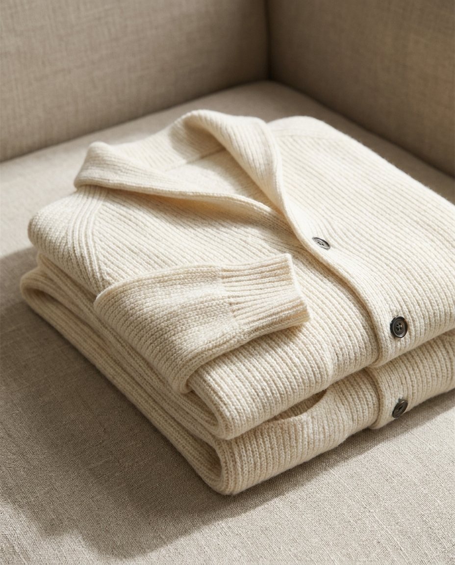 Herren-Strickjacke mit Schalkragen und Knopfleiste