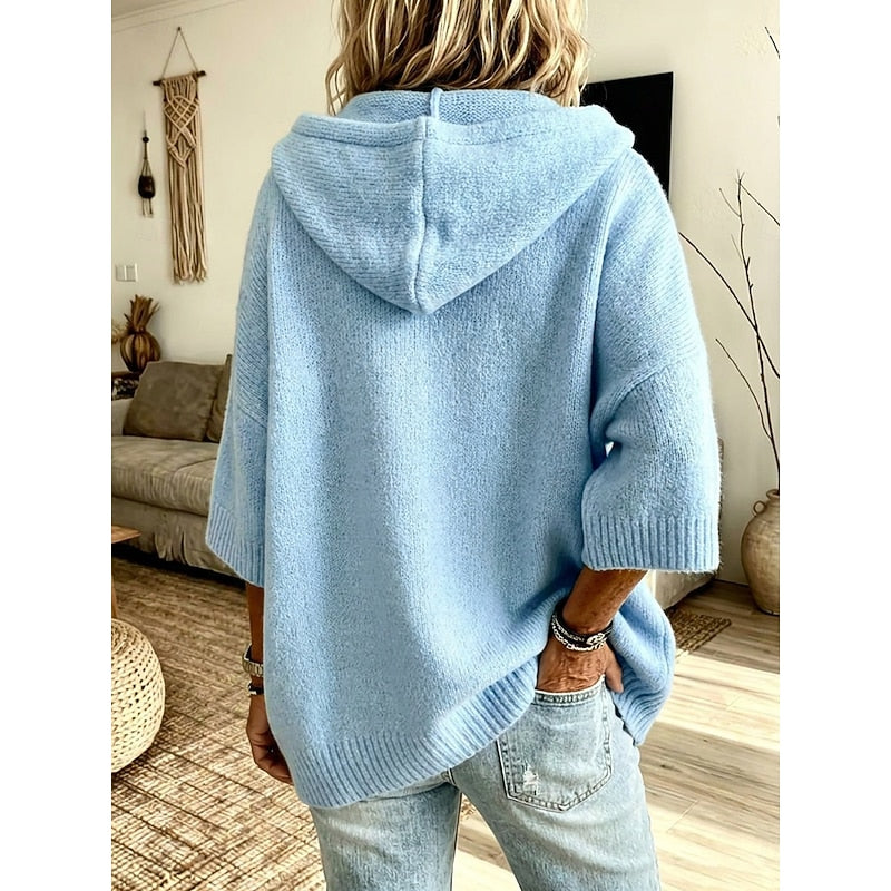 Harriet Gemütliche Kapuzen-Strickjacke mit offenem Schnitt