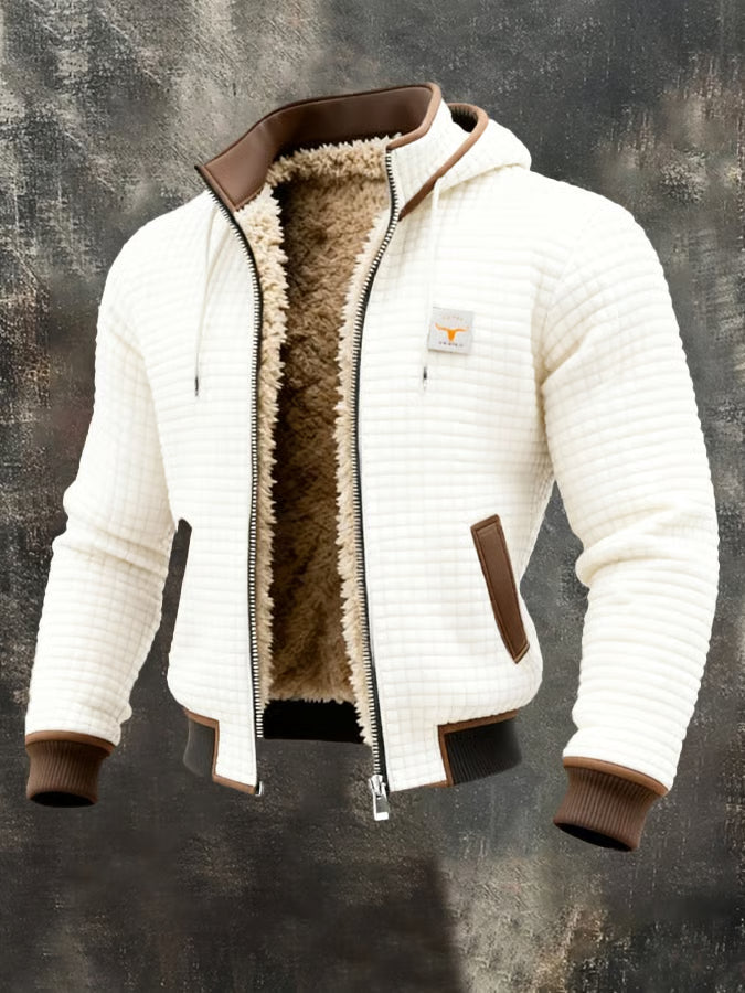 Retrojacke mit Kapuze und Reißverschluss