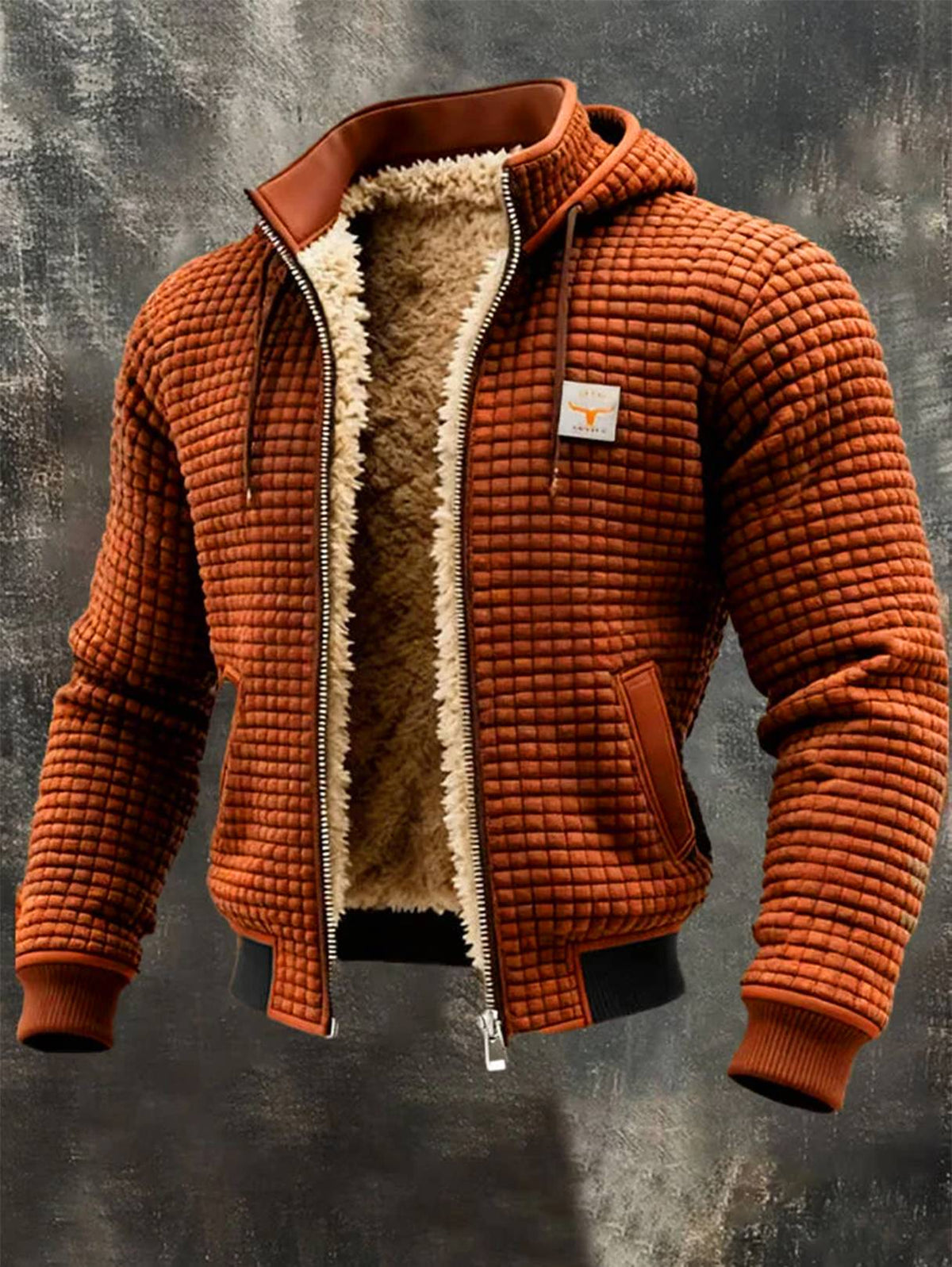 Retrojacke mit Kapuze und Reißverschluss