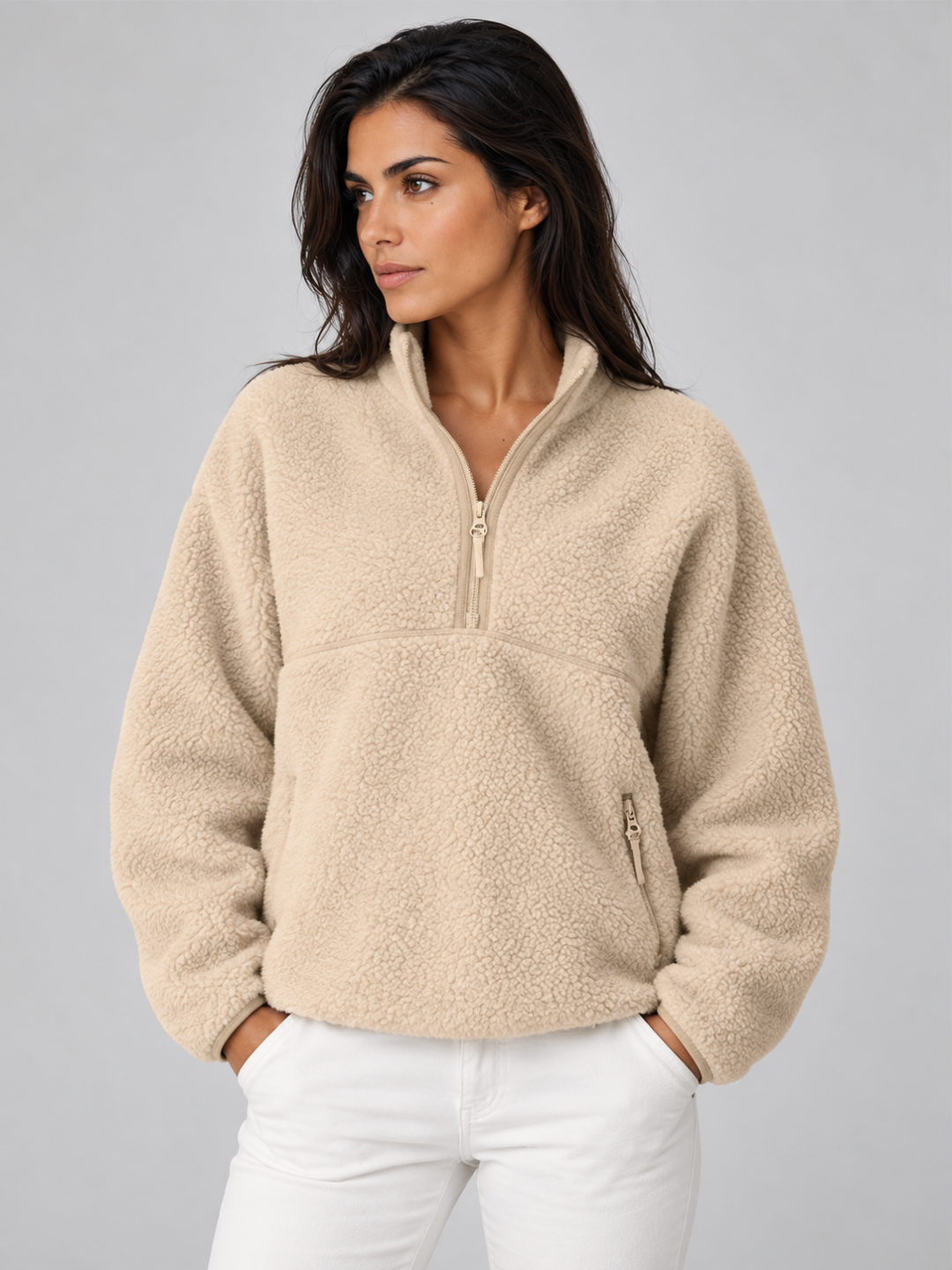 Damen Sherpa Fleece Pullover