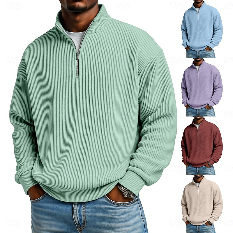 Harlan Gerippter Viertelreißverschluss-Pullover