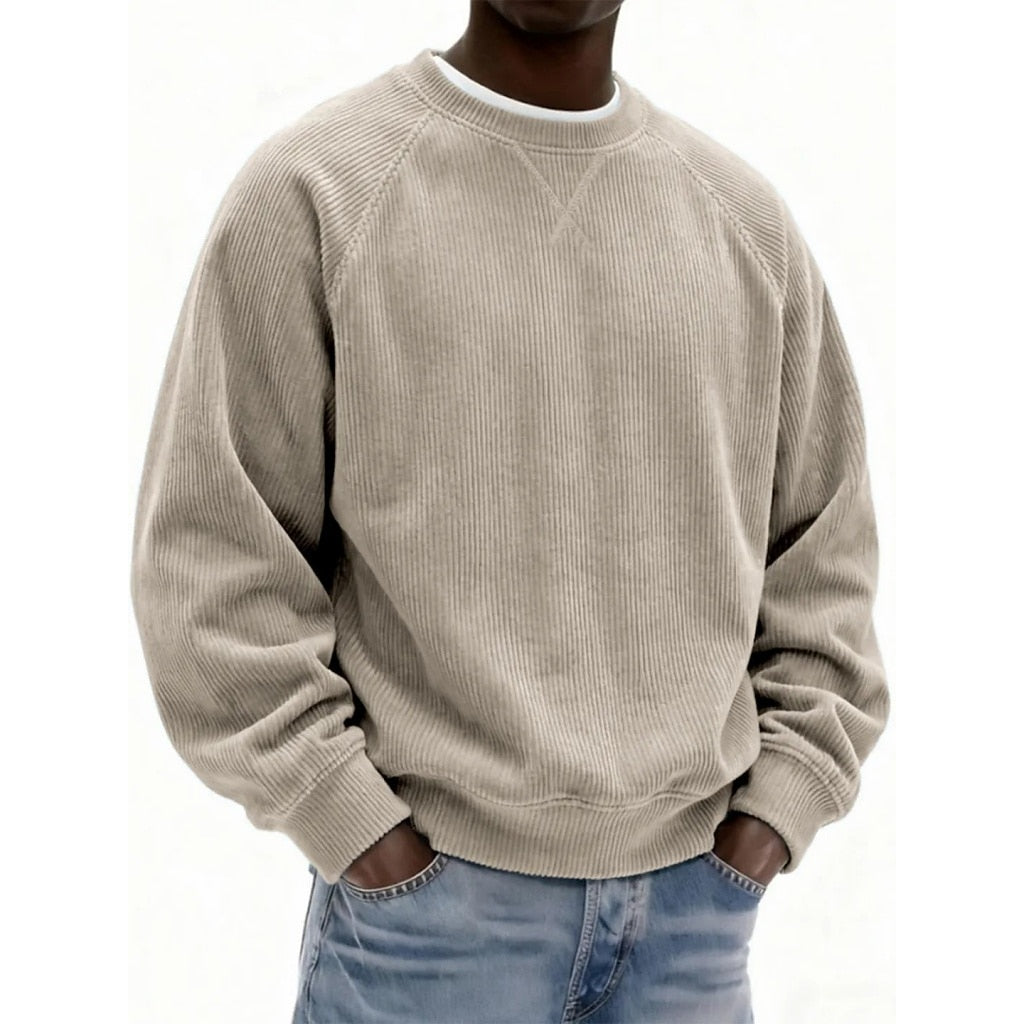 Strukturiertes Cord-Rundhals-Sweatshirt